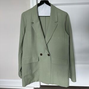 Banana Republic Linen Boyfriend Blazer | Green | Size 6